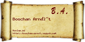 Boschan Arnót névjegykártya
